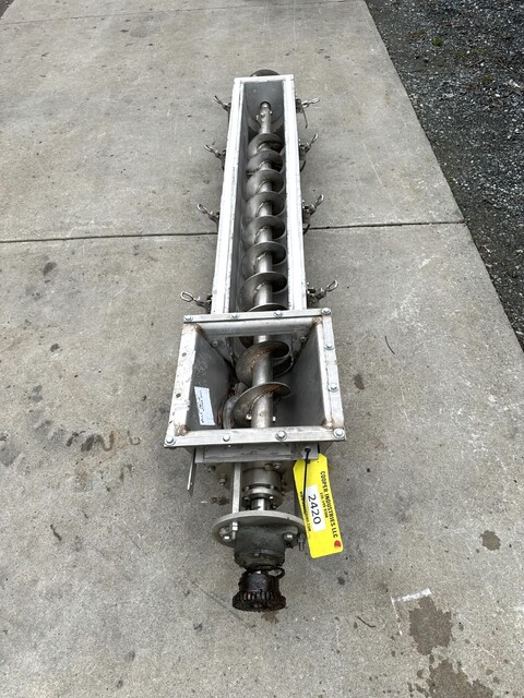 6" diameter x 7' long, Stainless Steel U-Trough Spiral Flight Screw Auger Conveyor, 3" dia. Shaft - Image 3