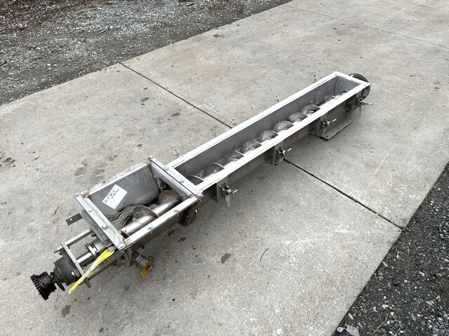 6" diameter x 7' long, Stainless Steel U-Trough Spiral Flight Screw Auger Conveyor, 3" dia. Shaft - Image 5