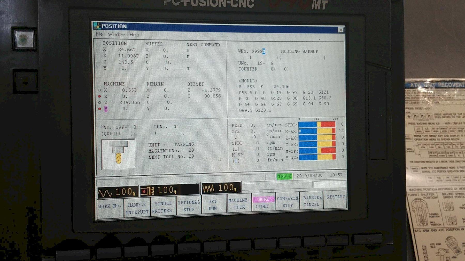 Mazak #Integrex-300Y, CNC lathe, 20" swing, 3.46" bore, 20" dia., 60.2" lgth, A2-8, 40 ATC, tailstock, chip - Image 1