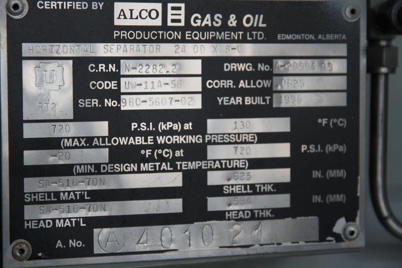 24" x 8' Sweet Horizontal Separator 3 Phase, 720 psi - Image 4