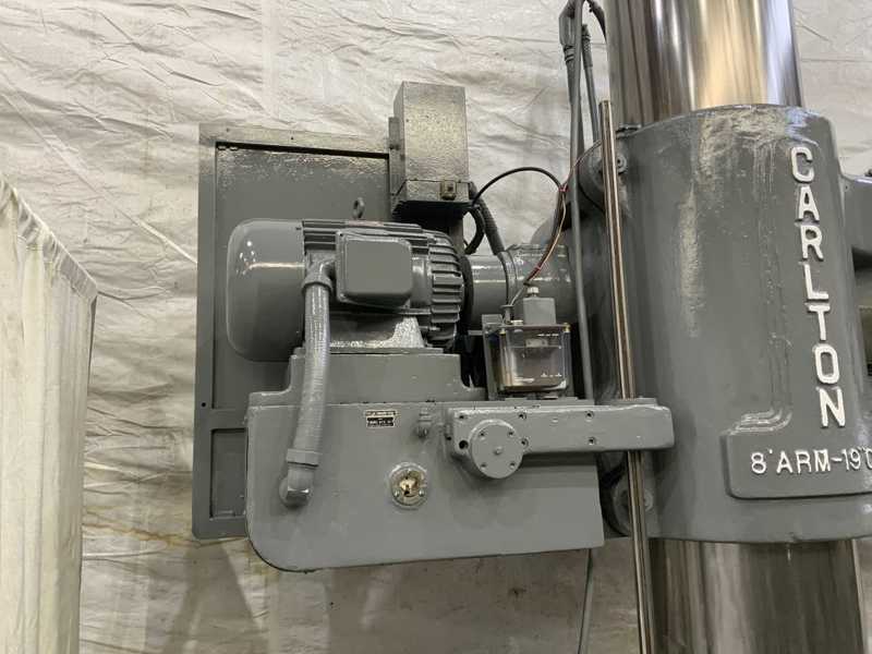 8' -19" Carlton #4A, radial arm drill, 89" x50" base, #6MT, power clamping & elevation, 40 HP, 1980 - Image 8