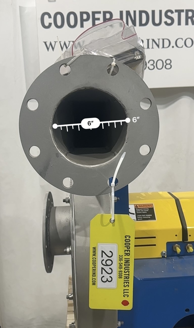 Industrial Air Technologies #PB-2006-60/D-9R-90-CCW, fan, Stainless Steel, 6" dia. inlet/outlet, 11" flanges - Image 5