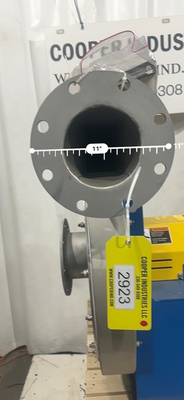 Industrial Air Technologies #PB-2006-60/D-9R-90-CCW, fan, Stainless Steel, 6" dia. inlet/outlet, 11" flanges - Image 6