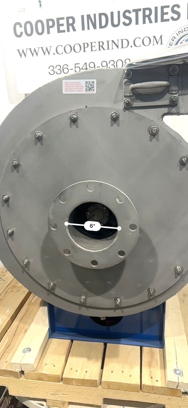Industrial Air Technologies #PB-2006-60/D-9R-90-CCW, fan, Stainless Steel, 6" dia. inlet/outlet, 11" flanges - Image 7