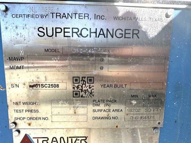 692 sq.ft., Tranter Superchanger, GXD-042-H-5-NP-127, plate heat exchanger, 18.43"-19.57" plate pack, 100 psi - Image 6