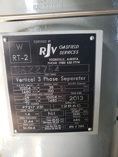 16" Sweet Vertical Separator 3 Phase, 1480 psi - Image 3