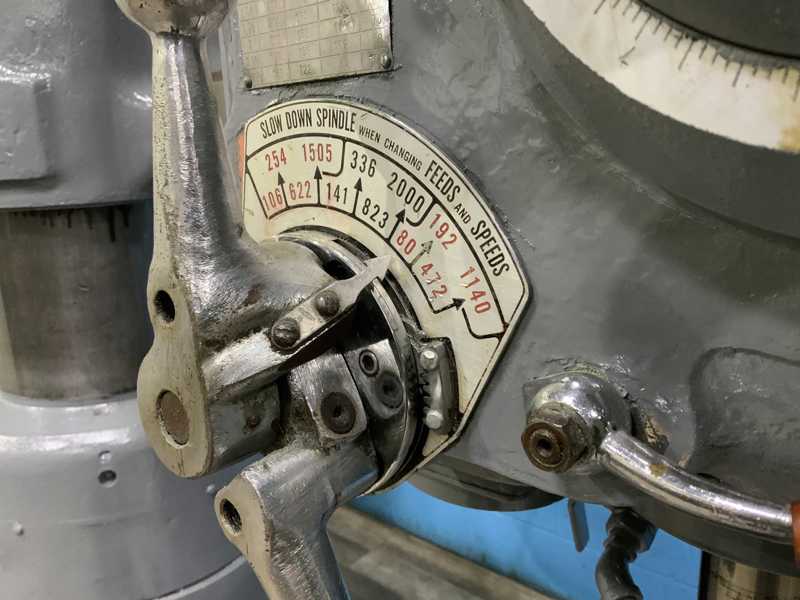 4' -11" Carlton #1A, radial arm drill, 54" x36" T-slotted base, power elevation & clamping, 5 HP - Image 8