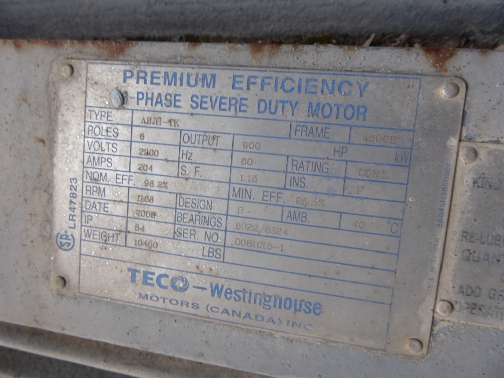 900/1000 HP 1188 RPM Teco Westinghouse, Frame 450C, TEFC BB, 1.15 service factor, 2300 Volts - Image 5