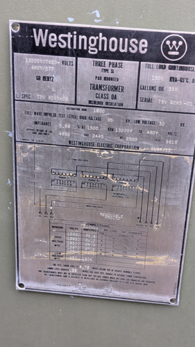 1500 KVA 13200Y/7620 Primary, 480Y/277 Secondary, Westinghouse - Image 5