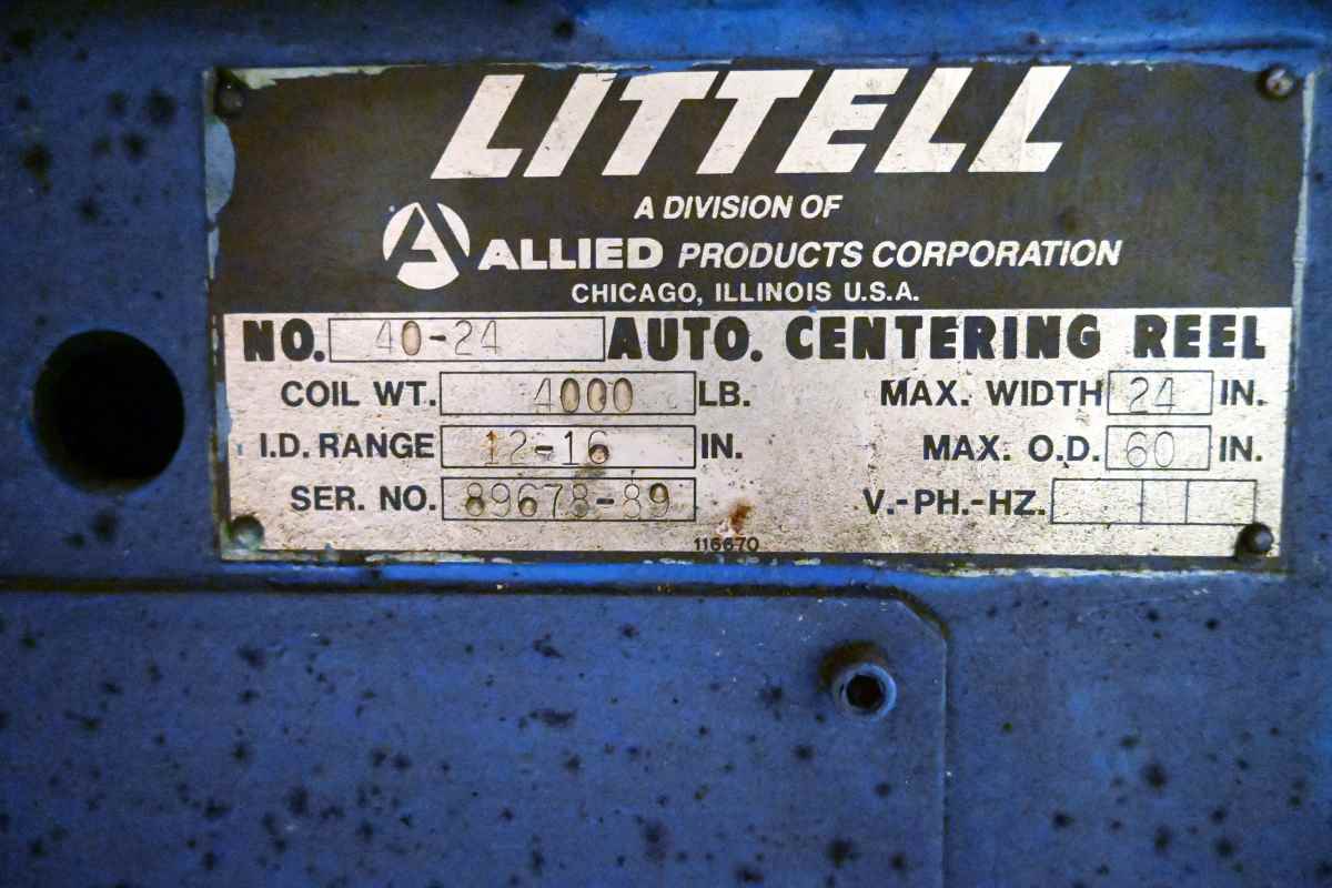 4000 lb. Littell #40-24, single uncoiler, 24" width, 60" outside dimensions, 12"-16" ID, 4-arm expansion - Image 5