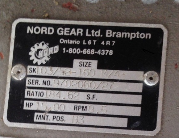 15 HP, 1765 RPM, Nord In-line Gear Motor, 575 Volts, 185.00 :1 ratio, 9.5 RPM output - Image 2