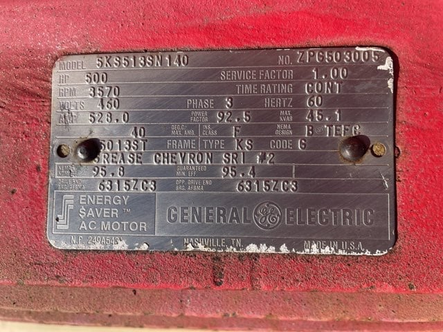 500 HP 3600 RPM General Electric, Frame 5013ST, TEFC BB, 460 Volts - Image 3