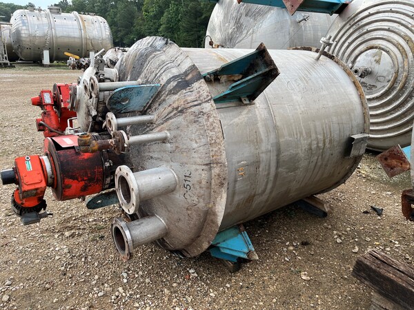 1000 gallon Alloy Fabricators, 304 Stainless Steel reactor w/coils, 5' dia. x 6' straight side, dished top & - Image 6