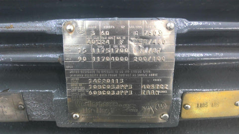 75 HP 1200 RPM Westinghouse TAAM, Frame 405TCZ, 4P, new surplus, 460 Volts - Image 2
