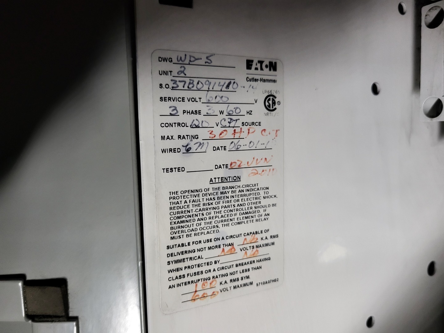 30 HP Eaton Cutler-Hammer, SVX030A1-5A4N1, VFD, 600 Volts, 3 phase, like new - Image 2