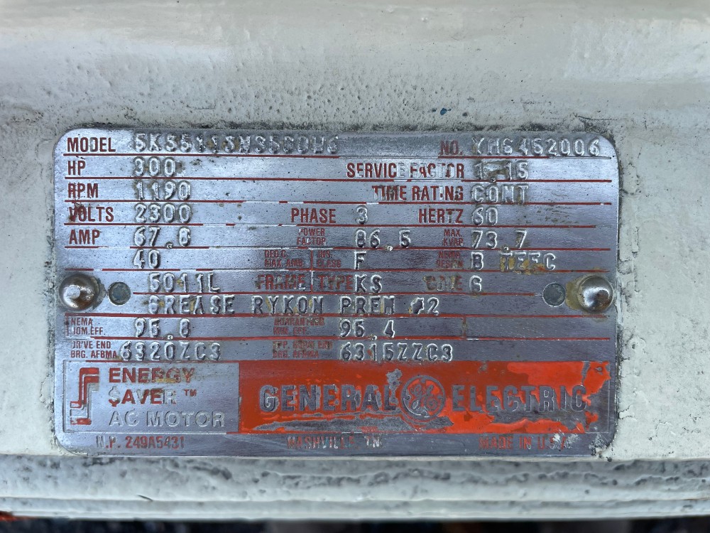 300 HP 1200 RPM General Electric, Frame 5011L, TEFC, roller, 1.15 service factor, 2300 Volts, used nice - Image 1