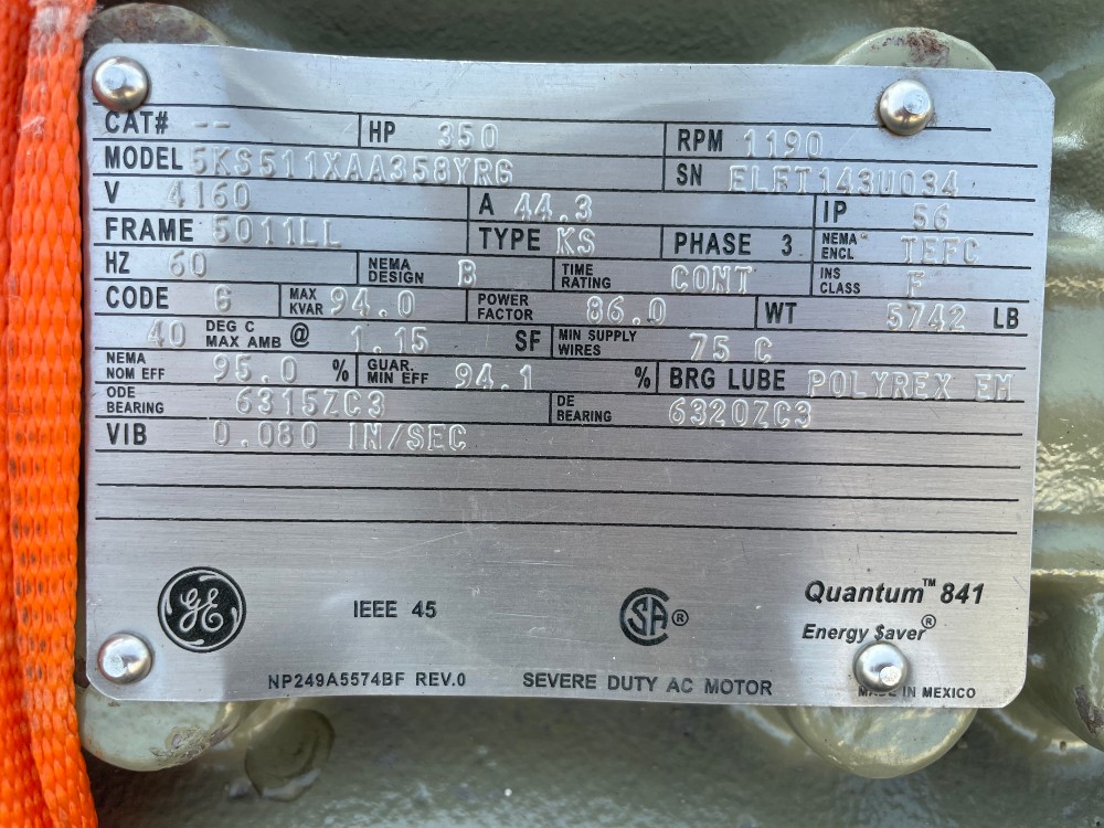 400 HP 1200 RPM General Electric, Frame 5011LL, TEFC, Ball, 2300/4160 Volts, new surplus, nice - Image 3