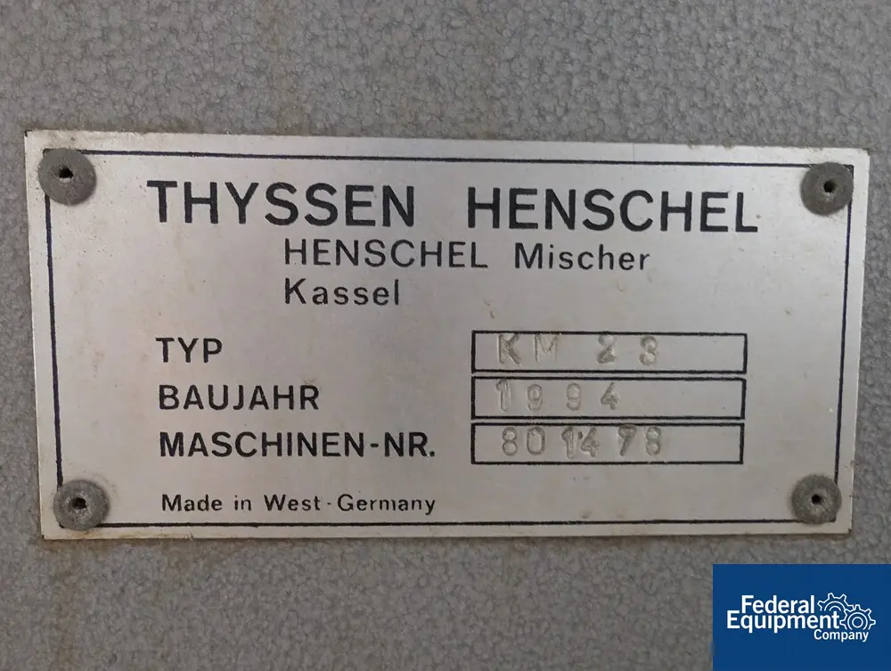 Thysesen Henschel #KM23, mixer cooler, 23 liter, jacketed for .8 bar, side discharge with manual plug valve - Image 2