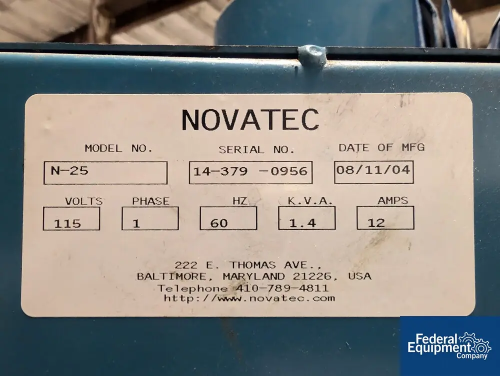 Novatec #N25, Hopper Dryer, 60# hopper, 115 volt, serial# 14-379-0956, 115 V., built 2004 - Image 2