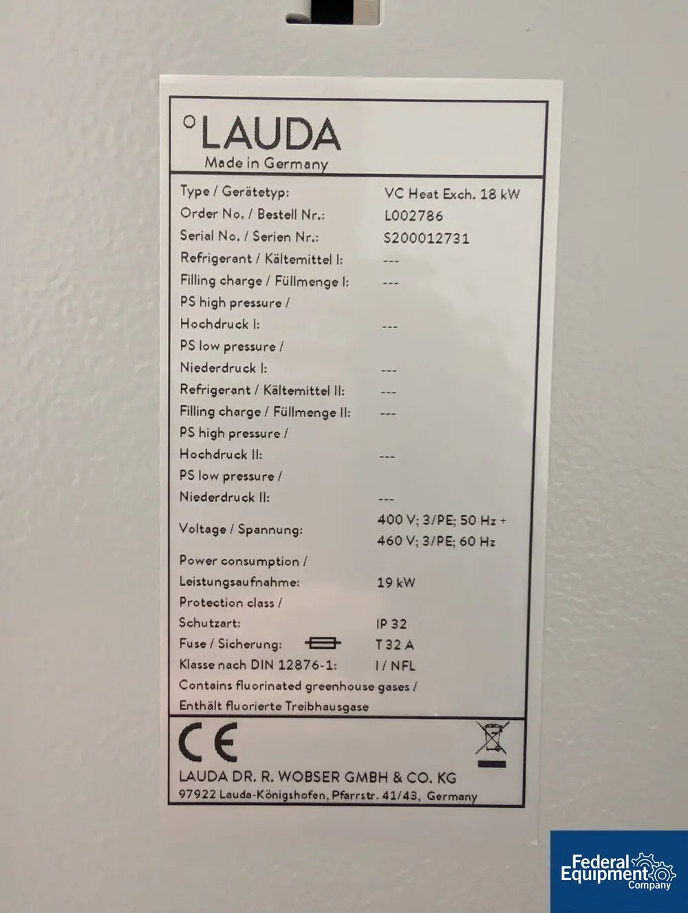 Lauda Variocool #HC-18000HE, circulation chiller, order#L002786, 460 volt, CE design, S/N S200012731, unused - Image 2