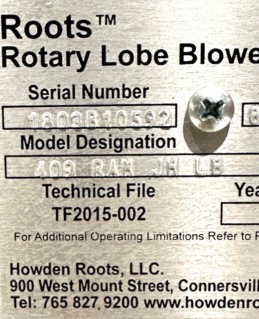 Roots Howden #409-RAM-JH-LB, positive displacement blower, unused, 2018 - Image 8
