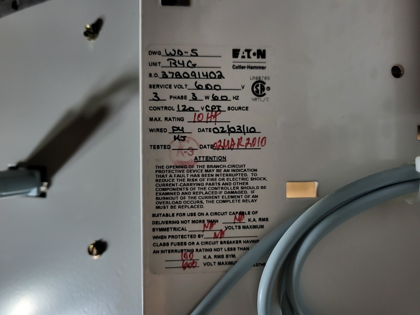 10 HP Eaton, SVX007A1-5A4N1, variable frequency drive, 600 Volts, 10 amps, like new - Image 6