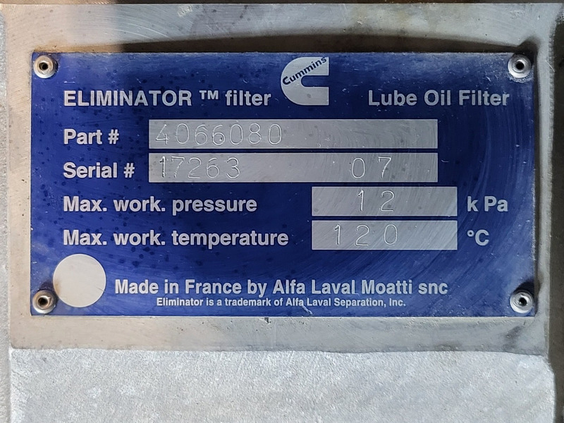 Cummins #4066080, lubricating oil filtering head, 12 kPa work pressure, like new - Image 2