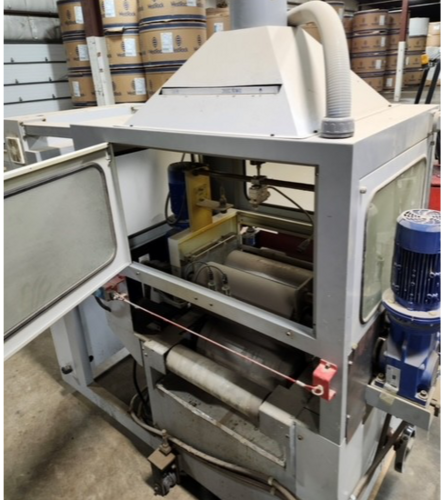 Ogden PUR Laminating Line, hopper feeder, glue applicator, drum melter, manual cut of saw, 2021 - Image 3