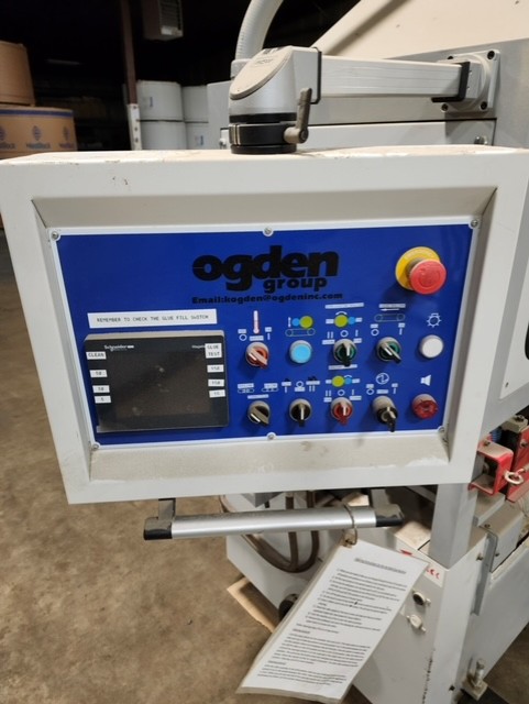 Ogden PUR Laminating Line, hopper feeder, glue applicator, drum melter, manual cut of saw, 2021 - Image 8