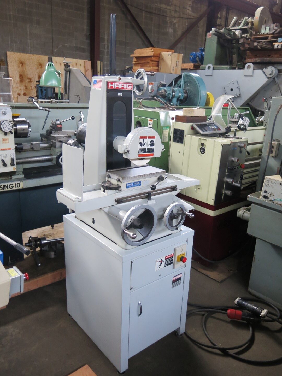6" x 12" Harig, handfeed surface grinder, Walker 6" x 12" fine pole permanent magnet chuck - Image 2