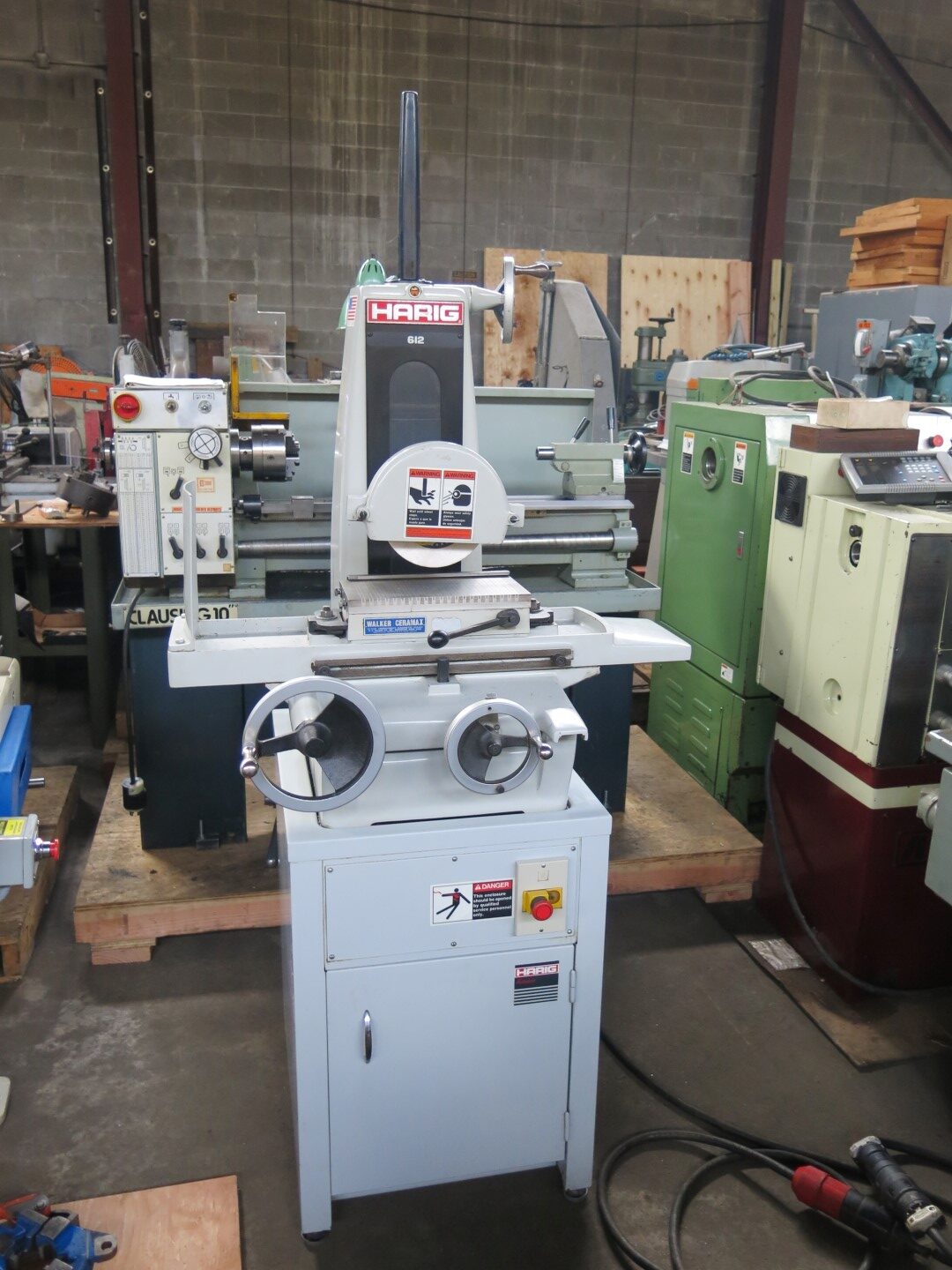 6" x 12" Harig, handfeed surface grinder, Walker 6" x 12" fine pole permanent magnet chuck - Image 3