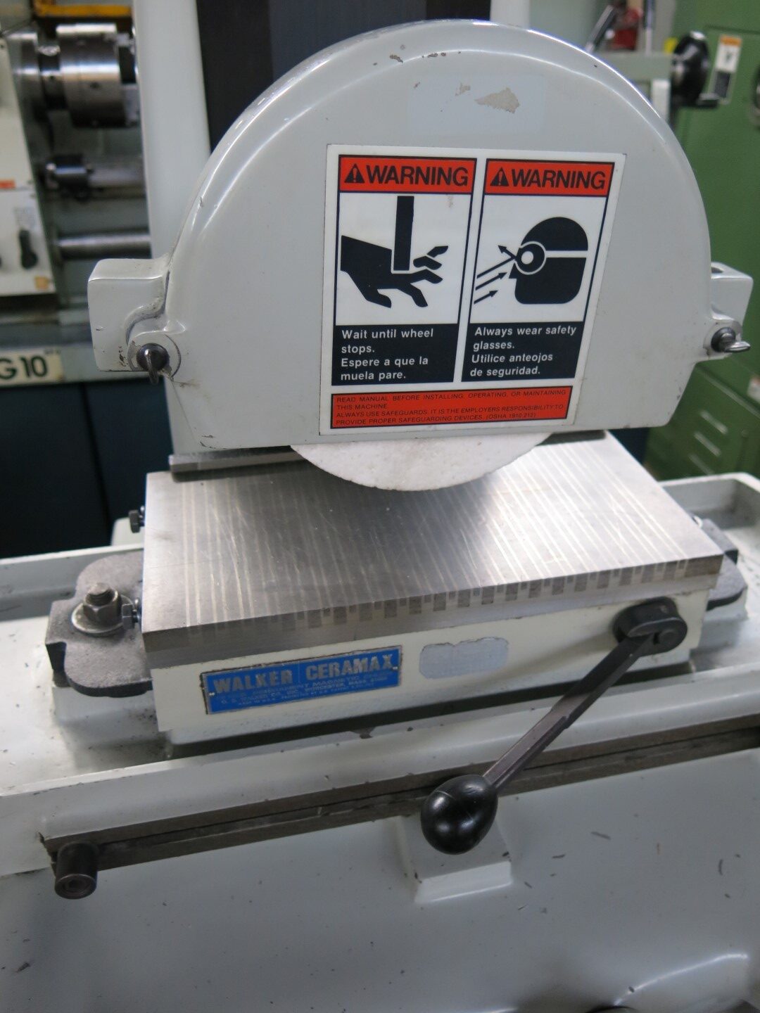 6" x 12" Harig, handfeed surface grinder, Walker 6" x 12" fine pole permanent magnet chuck - Image 4