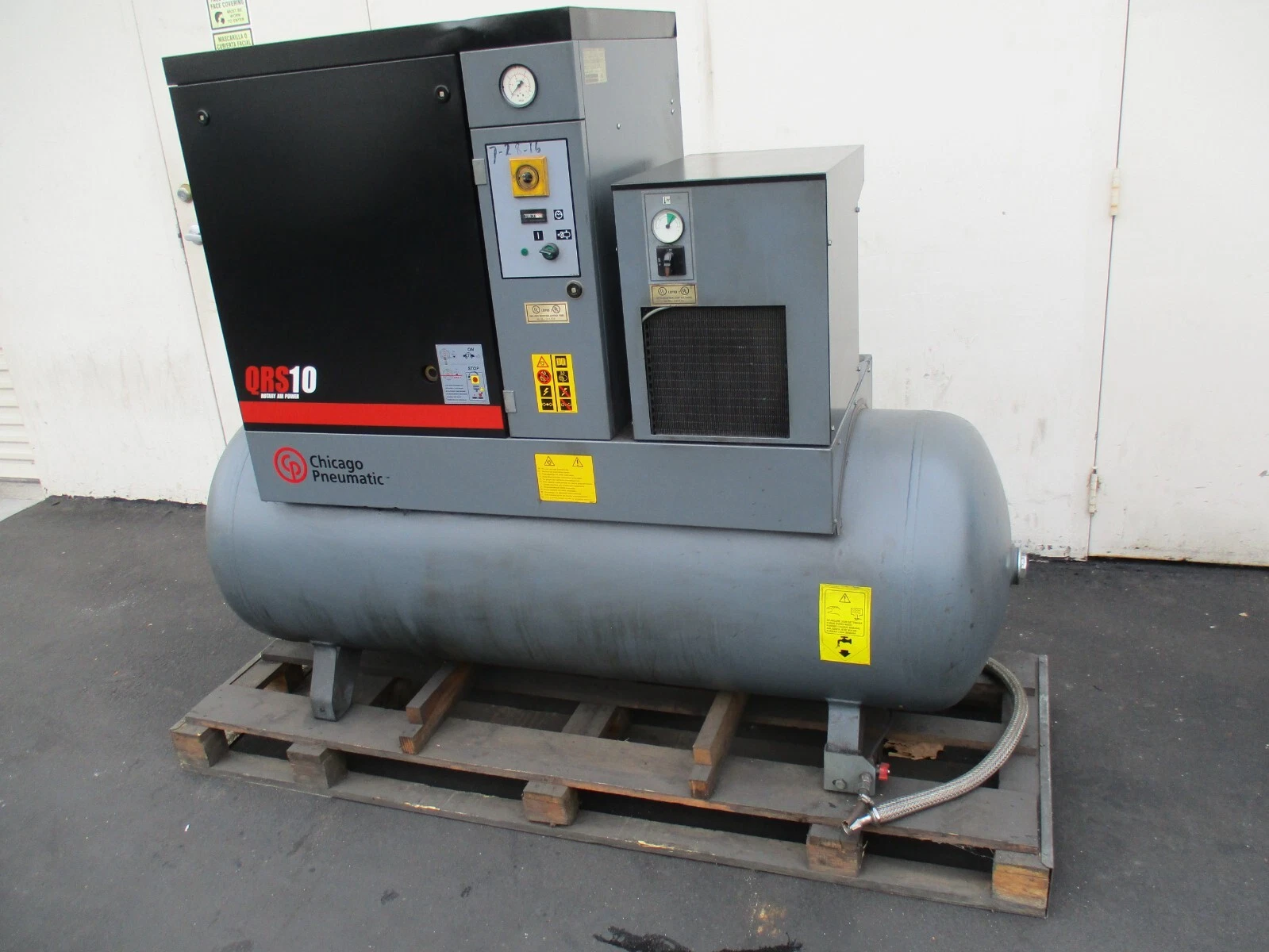 10 HP Chicago Pneumatic #QRS-10, rotary air compressor,tank & dryer, 40 cfm @ 125 psi, 230/460 V., 3-phase - Image 10