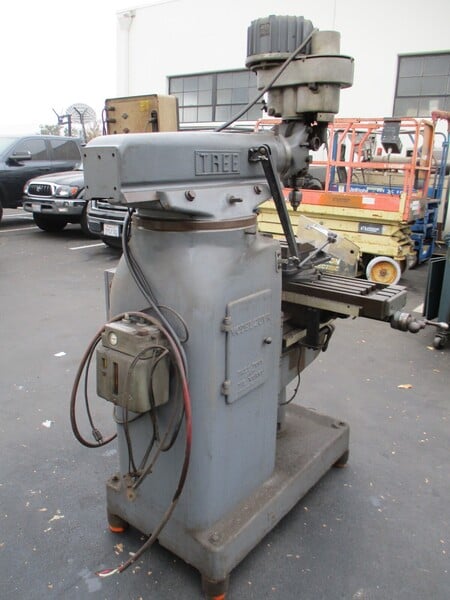 Tree #2UVR, vertical mill, 10.5"x42"tbl, 2 HP, 2-Axis digital read out,variable speed 60-3300 RPM,power feed - Image 1