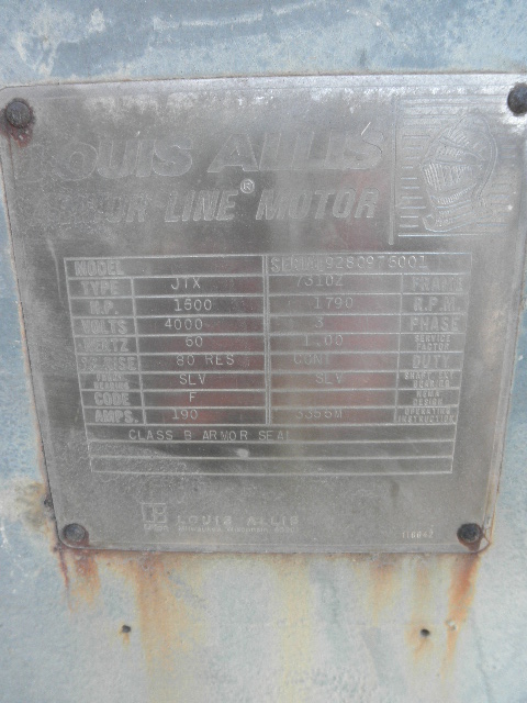 1500 HP 1790 RPM Louis Allis, Frame 7310Z, TEAAC, 4000 Volts - Image 6