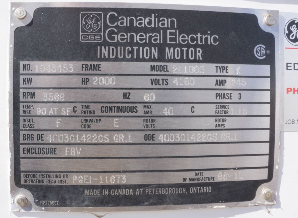 2000 HP 3569 RPM General Electric 211005, FBV, fbv - Image 2