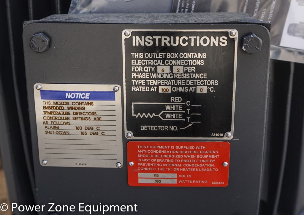 125 HP 1785 RPM U.S. Motors, Frame 444TP, TEFC, VHS, vertical hollow shaft, 460 Volts, unused surplus - Image 3