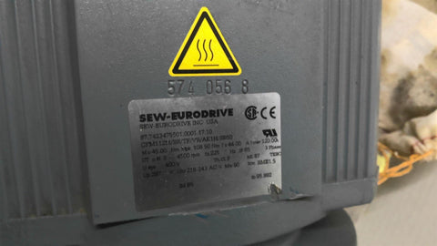 4500 RPM, Sew CFM 112M/BR/TF/VR/AK1H/SB50 Servo Motor, 120 amp, 400 Volts - Image 2