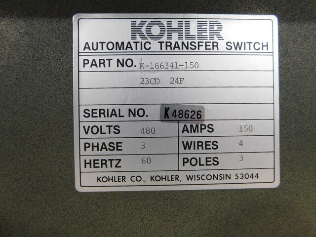 100 KW Kohler #100RZ272, Natural gas generator, 125 KVA, 480 Volts, 3 phase - Image 9