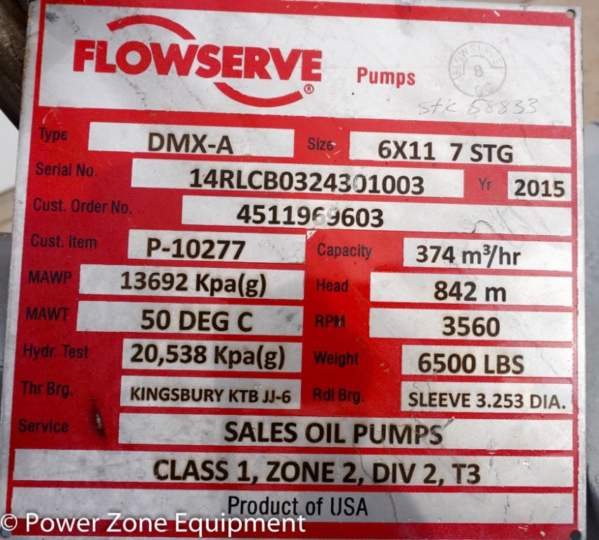 1800 GPM @ 2762' TDH, Flowserve #6x11-DMX-A, Centrifugal Pump, Horz., 7-stage, 11.19" imp., 8" suction, 6" - Image 10