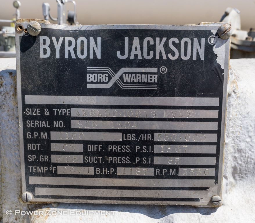 1190 GPM @ 3413' TDH, Byron-Jackson #4x6x9D-DVMX, Centrifugal Pump, Horz., 10-stage, 6" suction, 4" - Image 9
