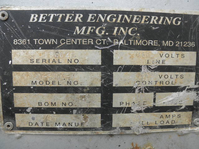 Better Eng. #T-5000-P, Parts Washer, 3 phase, 115/460 V, 1999 - Image 6