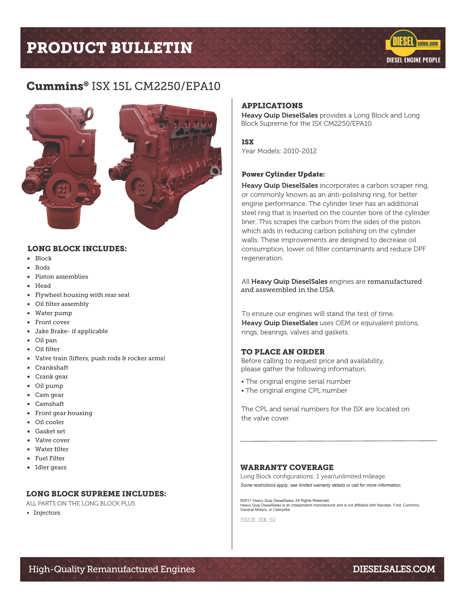 Cummins ISX15, Long Block Diesel Truck Engine, Rebuilt - Image 2