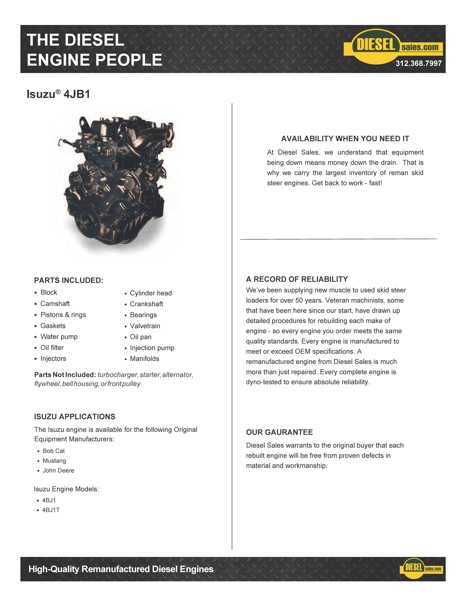 54 HP Isuzu 843, Complete Diesel Engine, Rebuilt - Image 2