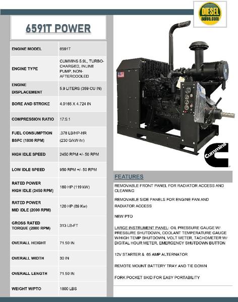 160 HP Cummins 6BT5.9, Complete Engine Power Unit, Rebuilt - Image 4