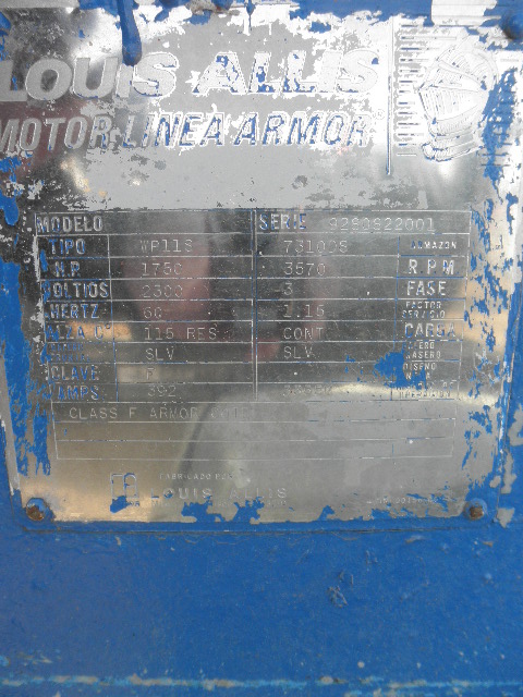 1750 HP 3570 RPM Louis Allis, Frame 7310DS, weather protected, 1.15 service factor, 2300 Volts - Image 5