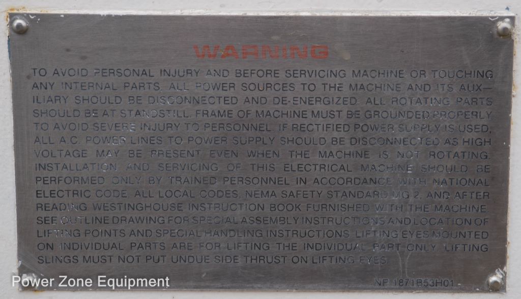 2000 HP 3539 RPM Westinghouse, Frame 4512, TEFV, 1.15 service factor, 4000 Volts - Image 3
