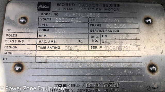 600 HP 3580 RPM Toshiba 3UJ600L143316, Frame 5812USS, 1.15 service factor, 2300/4160 Volts - Image 6