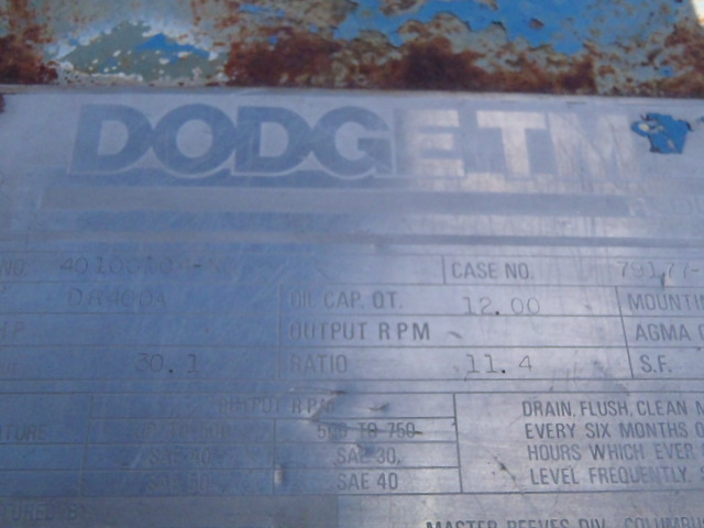 30 HP @ 1750 RPM, Dodge #DR400A, inline gearbox, 153 RPM out, 11.40 :1 ratio, coupled to Wheatley quintuplex - Image 5
