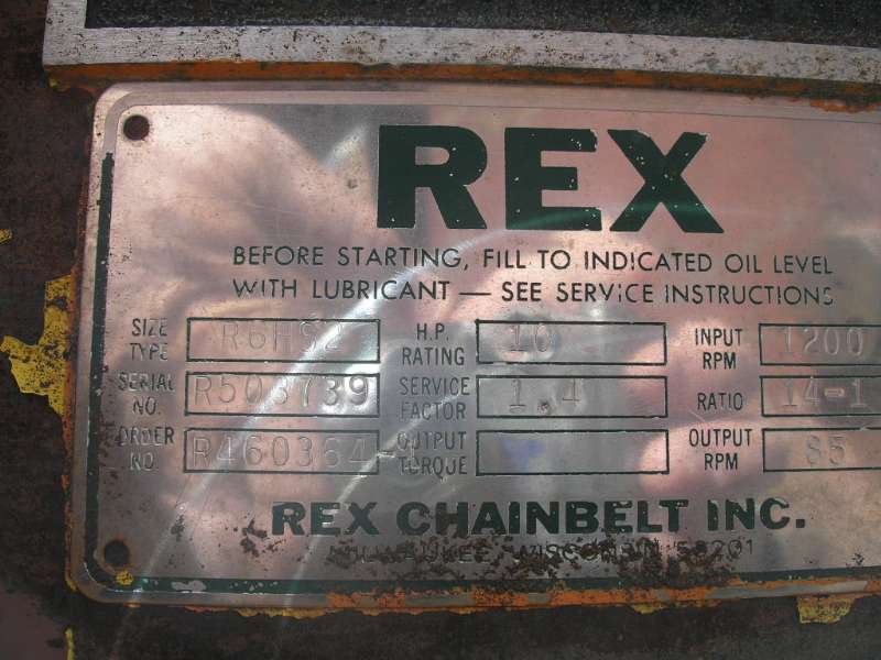 10 HP @ 1200 RPM, Rex, inline gearbox, 85 RPM out, 14.00 :1 ratio - Image 2